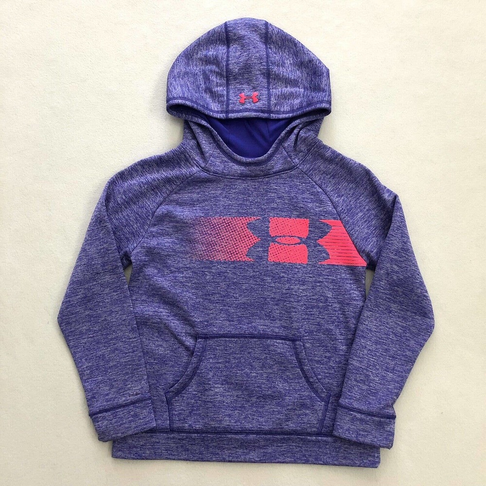 Under Armour Girl Heather Purple Pink Coldgear Storm Fleece Highlight Hoodie YMD